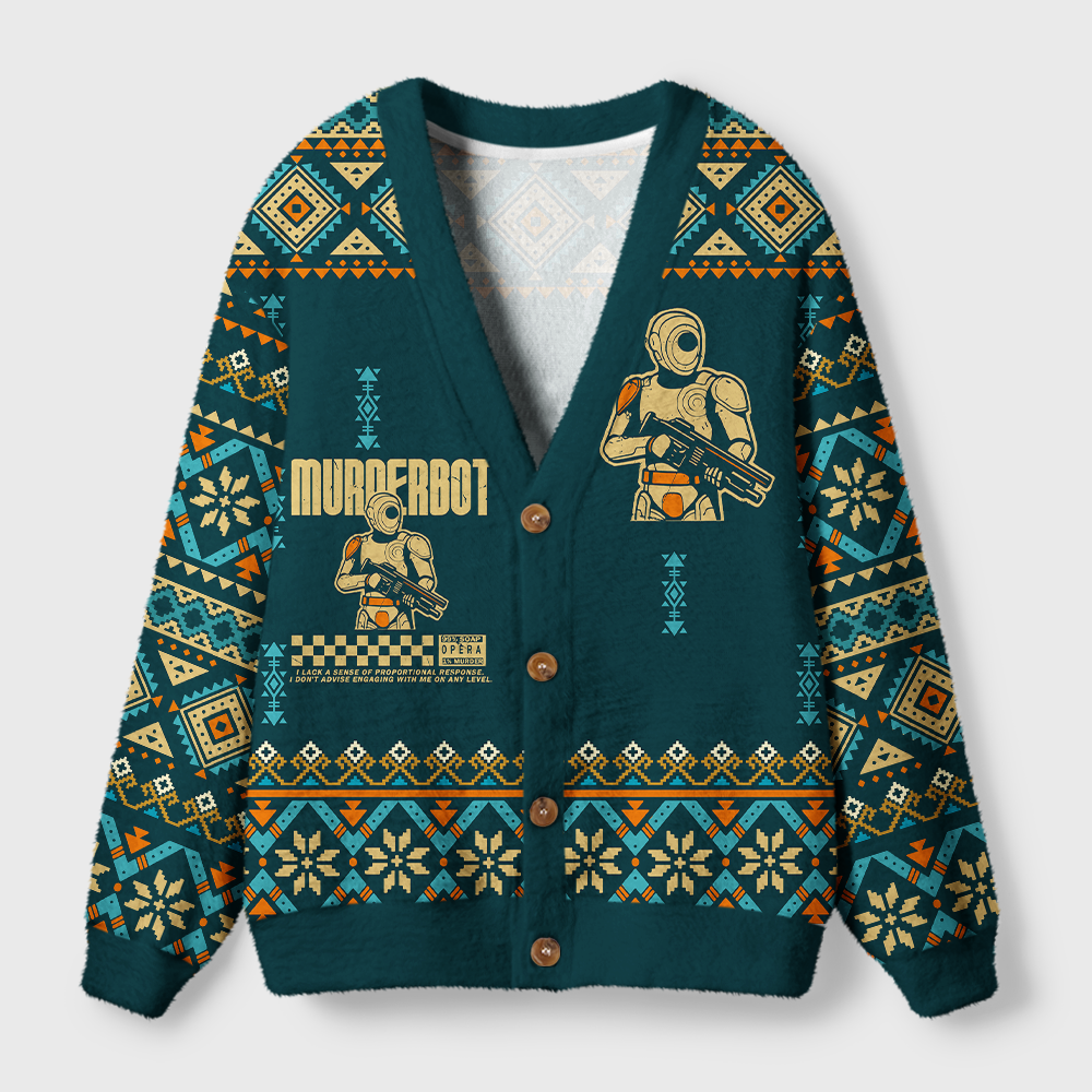 Pagewings Sci-Fiction Robot Hobby Light Knit Unisex Cardigan Sweaters