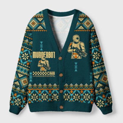 Pagewings Sci-Fiction Robot Hobby Light Knit Unisex Cardigan Sweaters