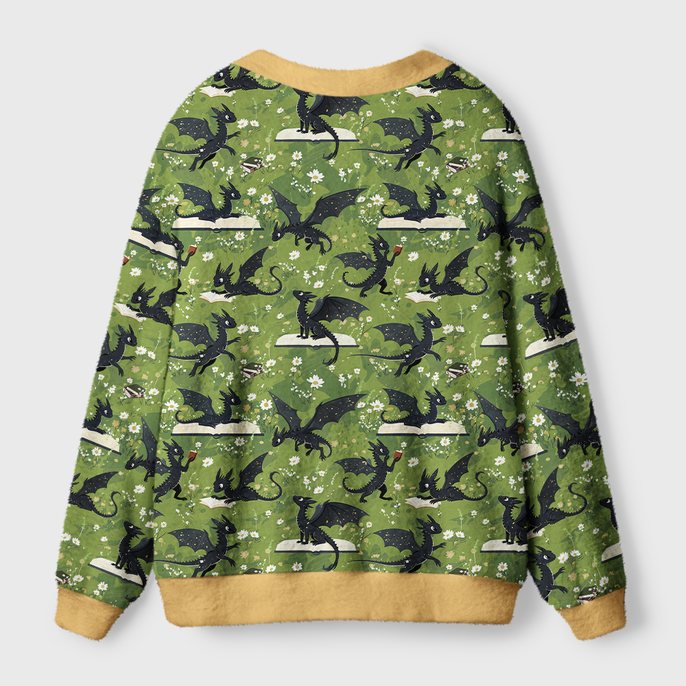 Pagewings Book Dragon Light Knit Unisex Cardigan Sweaters