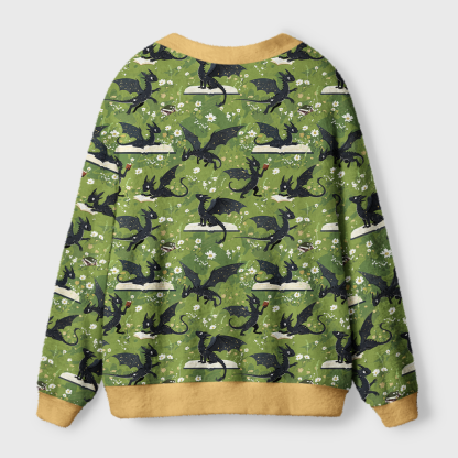Pagewings Book Dragon Light Knit Unisex Cardigan Sweaters
