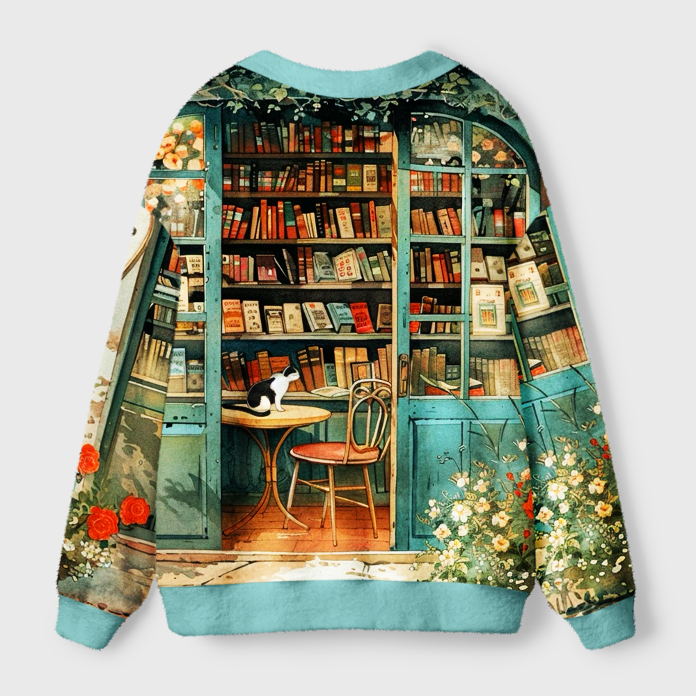 Pagewings Cats Loves Reading Light Knit Unisex Cardigan Sweaters