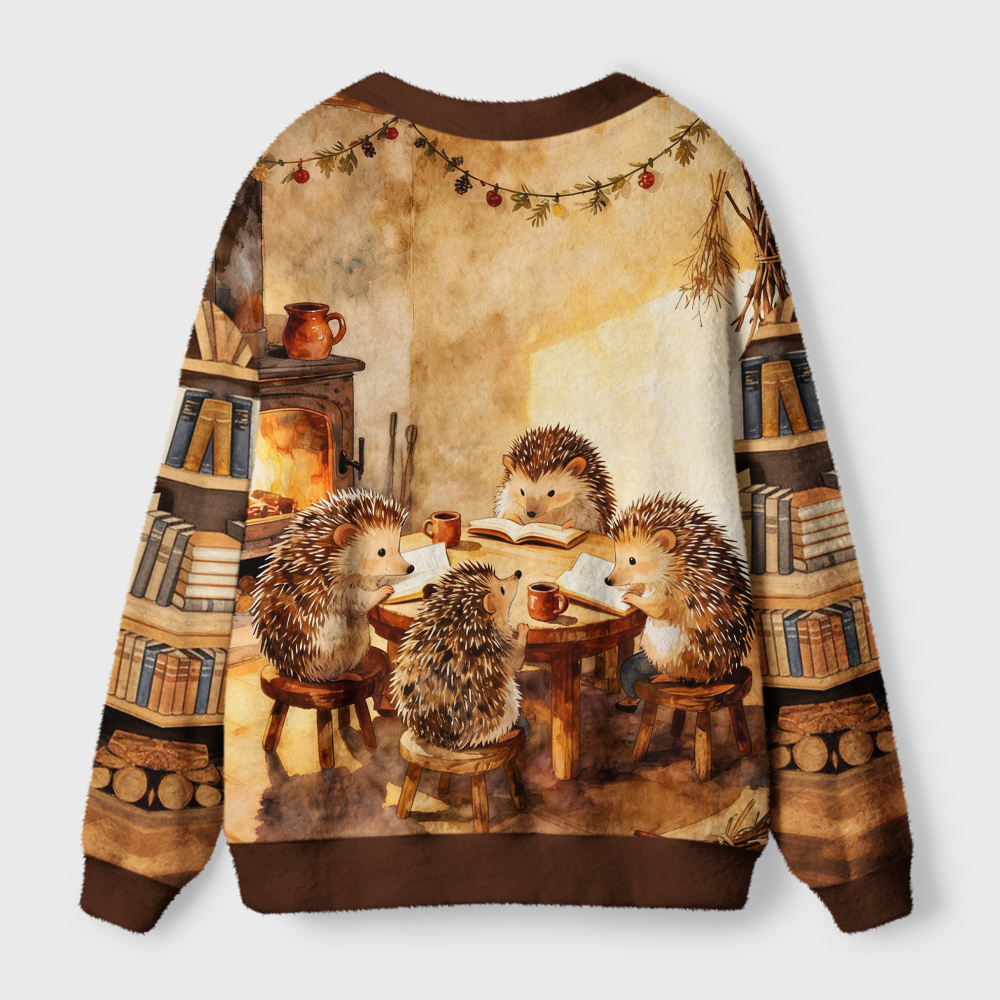 Pagewings Hedgehog Book Club Light Knit Unisex Cardigan Sweaters