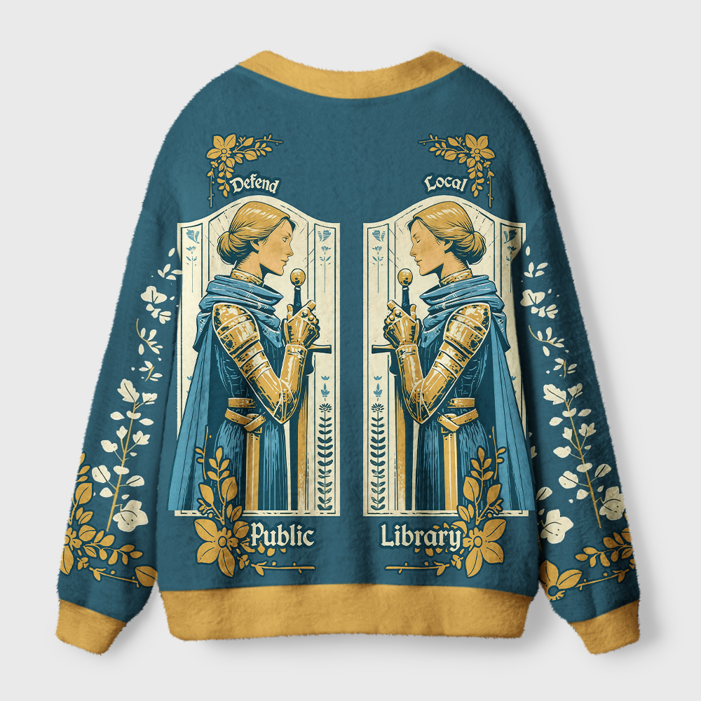 Pagewings Defend Local Public Library Light Knit Unisex Cardigan Sweaters