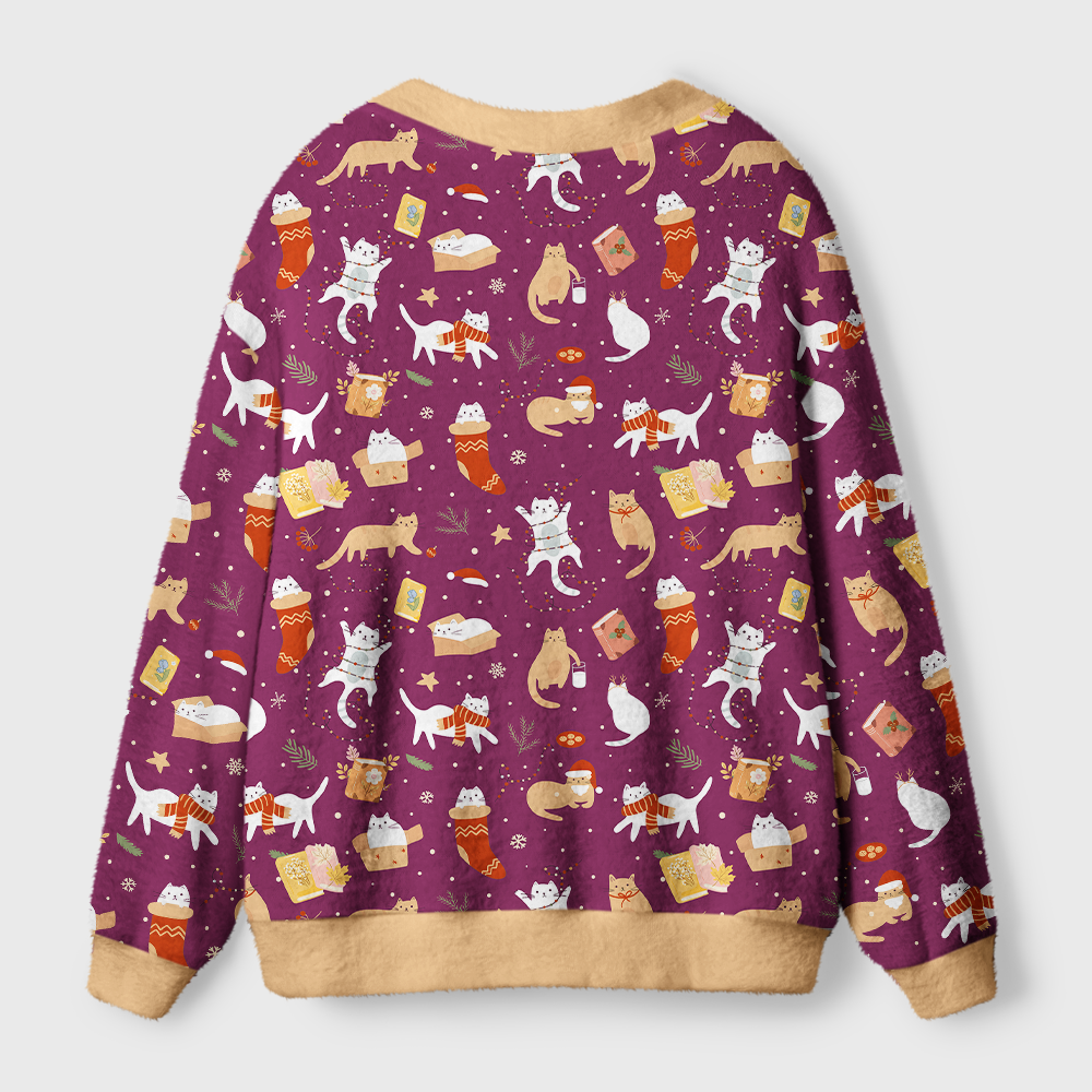 Pagewings Cats And Reading Light Knit Unisex Cardigan Sweaters