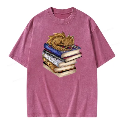 Pagewings Dragon Fantasy Story Unisex Washed T-shirt