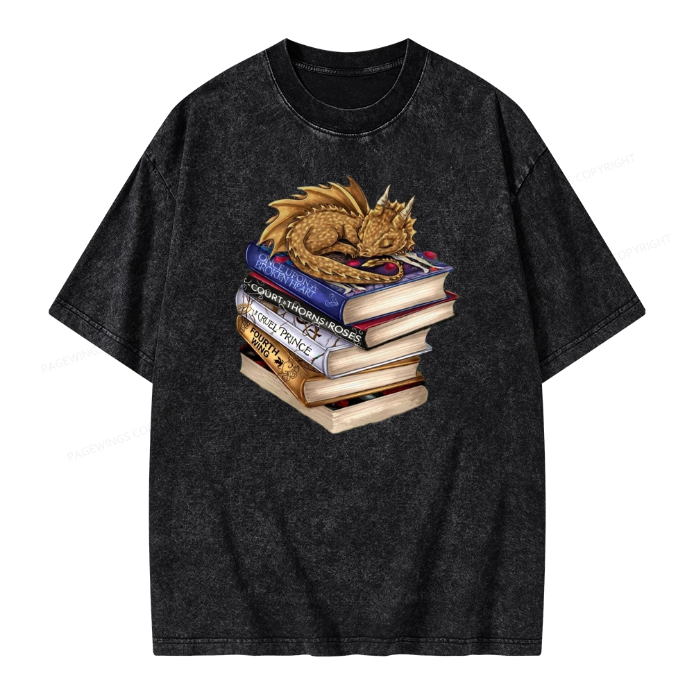 Pagewings Dragon Fantasy Story Unisex Washed T-shirt