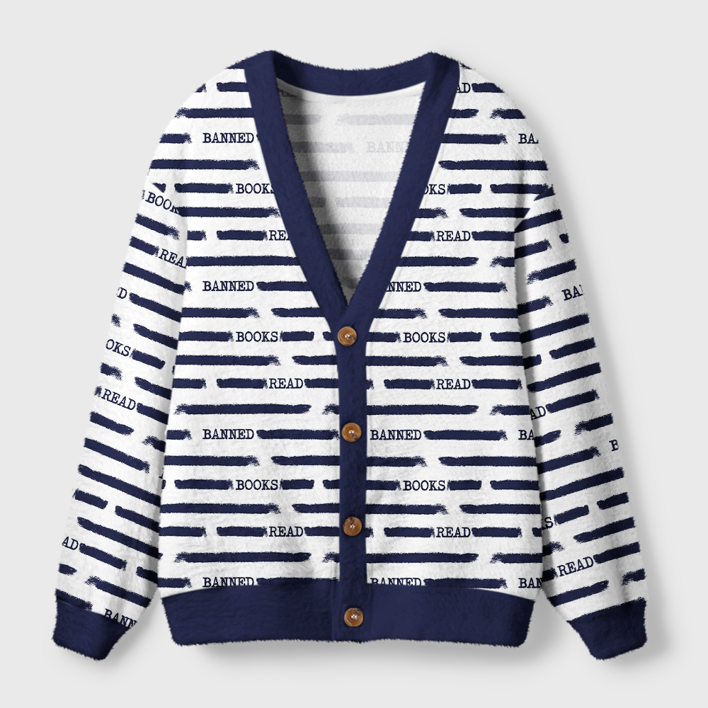 Pagewings Read Banned Books  Light Knit Unisex Cardigan Sweaters