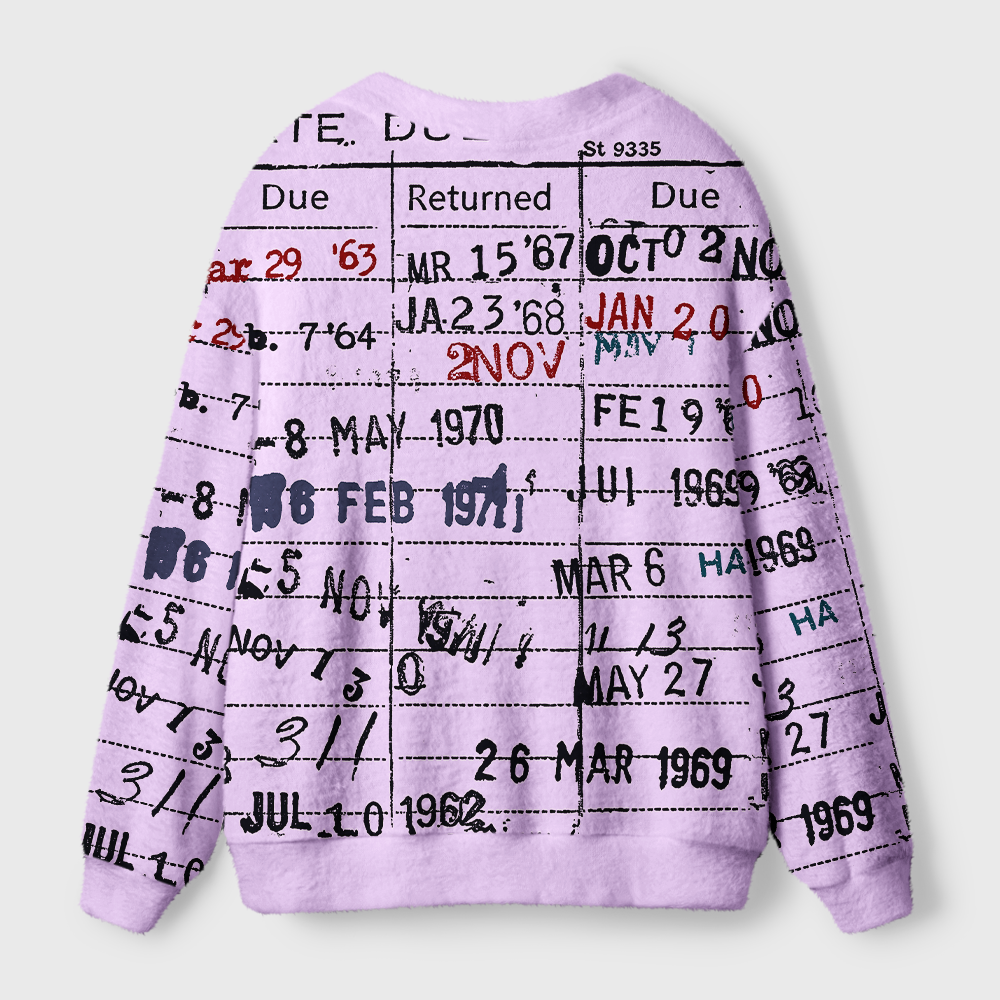 Pagewings Vintage Library Card Light Knit Unisex Cardigan Sweaters