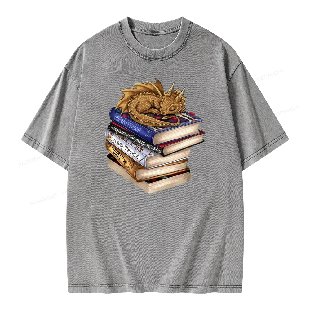 Pagewings Dragon Fantasy Story Unisex Washed T-shirt