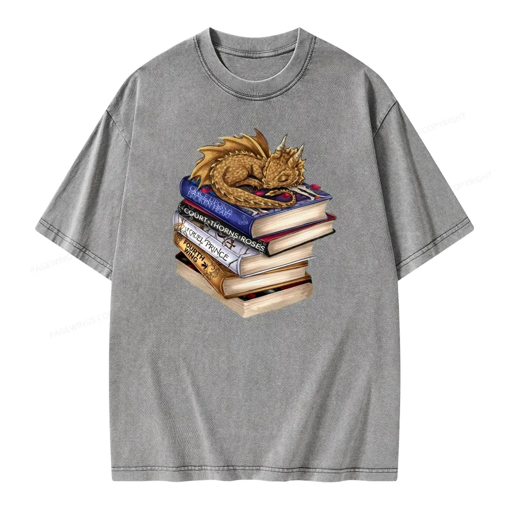 Pagewings Dragon Fantasy Story Unisex Washed T-shirt