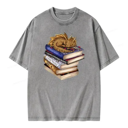 Pagewings Dragon Fantasy Story Unisex Washed T-shirt