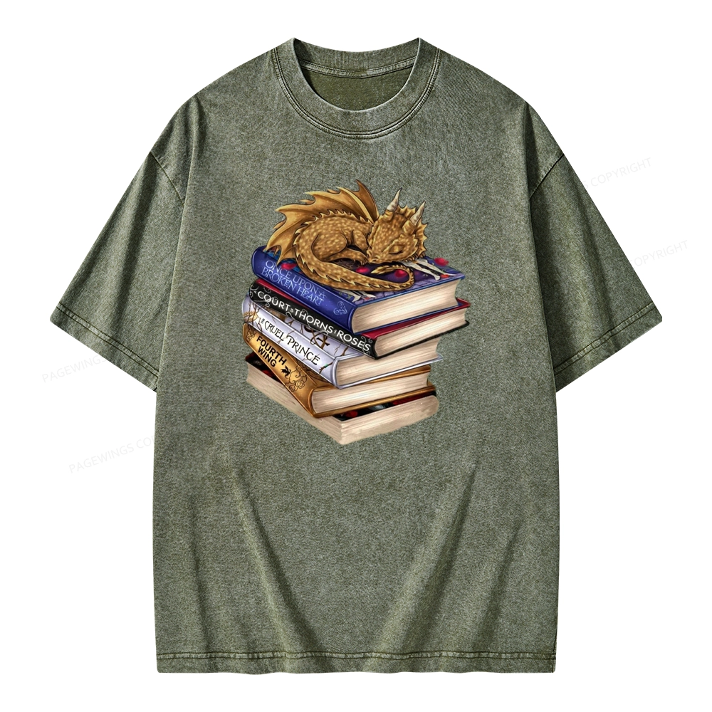 Pagewings Dragon Fantasy Story Unisex Washed T-shirt