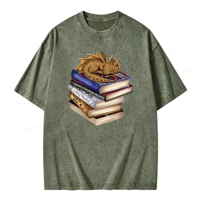 Pagewings Dragon Fantasy Story Unisex Washed T-shirt