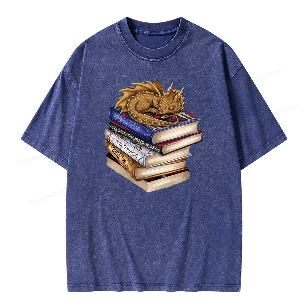 Pagewings Dragon Fantasy Story Unisex Washed T-shirt