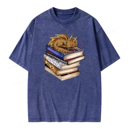 Pagewings Dragon Fantasy Story Unisex Washed T-shirt