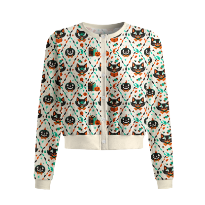 Pagewings Halloween Bookish Crew Neck Cardigan Sweaters