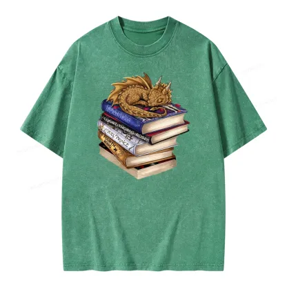 Pagewings Dragon Fantasy Story Unisex Washed T-shirt