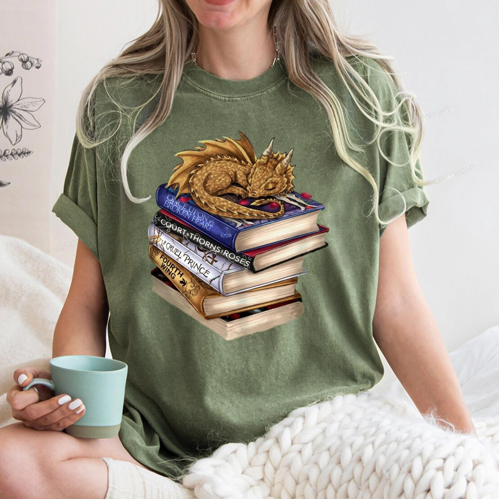 Pagewings Dragon Fantasy Story Unisex Washed T-shirt