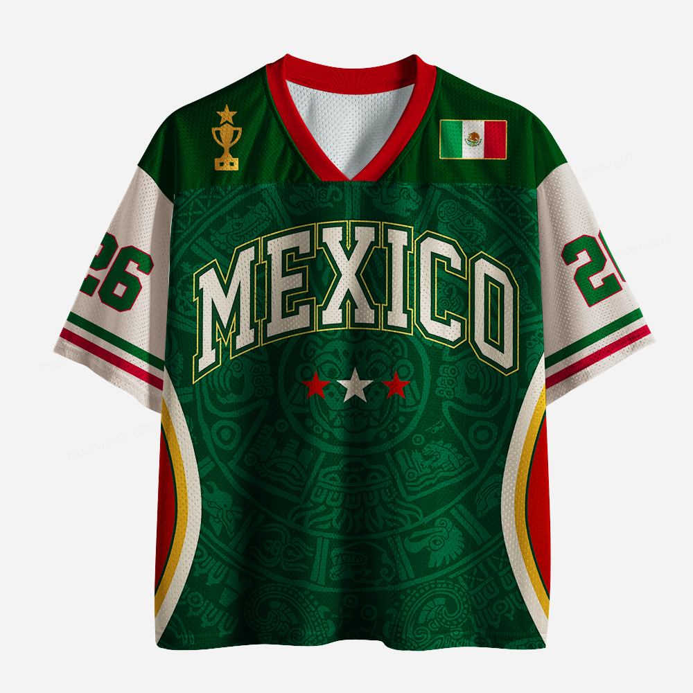 Pagewings Personalized Number Mexico Soccer Unisex Mesh Jersey