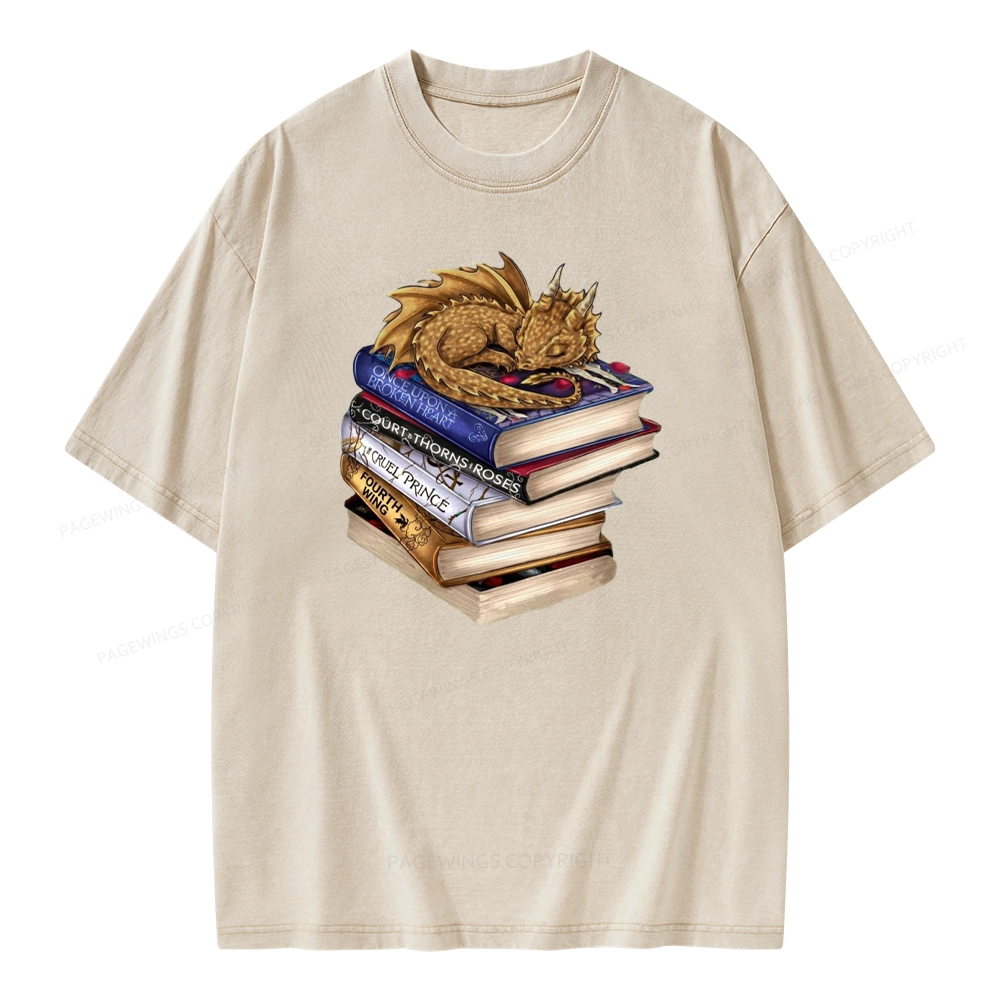 Pagewings Dragon Fantasy Story Unisex Washed T-shirt