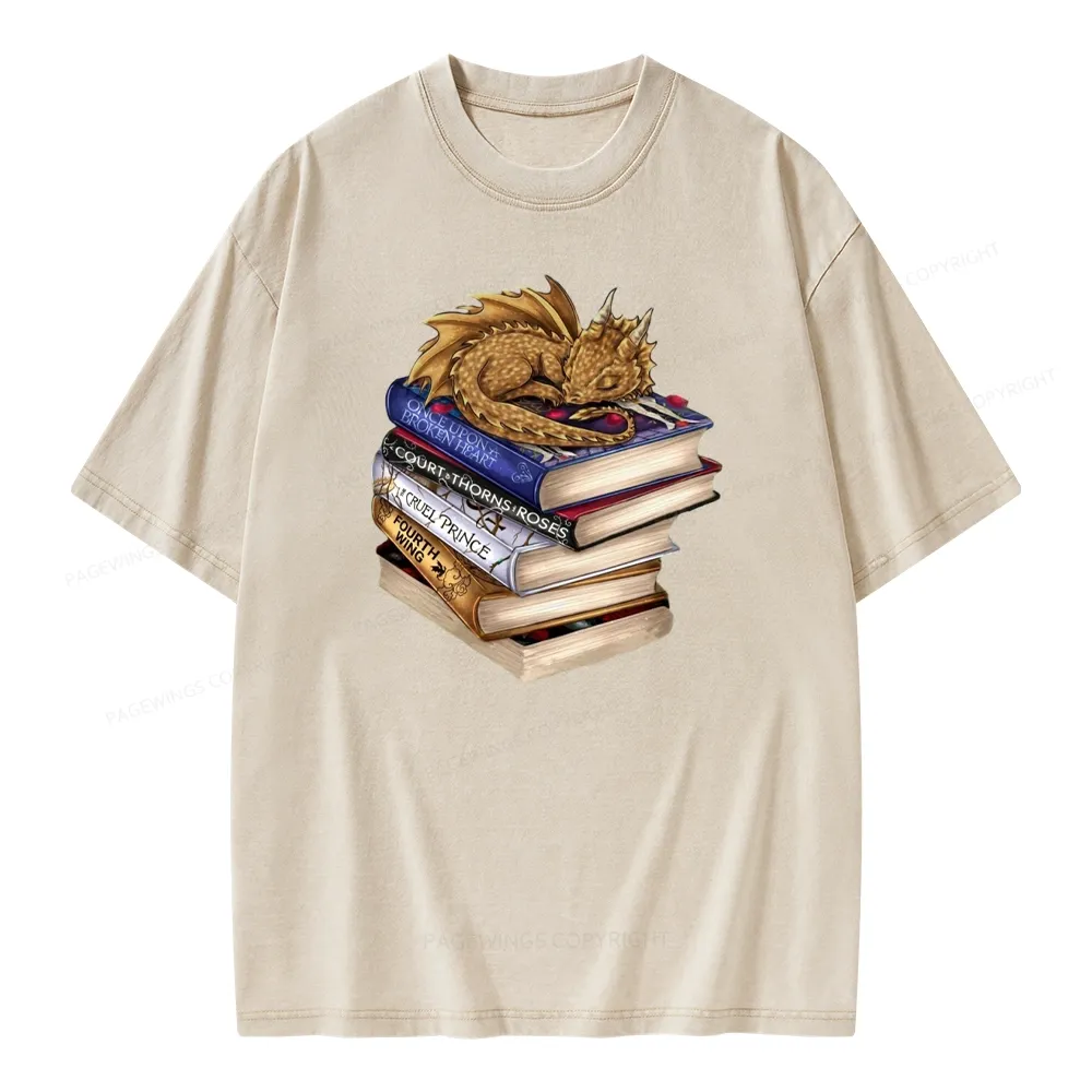 Pagewings Dragon Fantasy Story Unisex Washed T-shirt