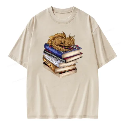 Pagewings Dragon Fantasy Story Unisex Washed T-shirt