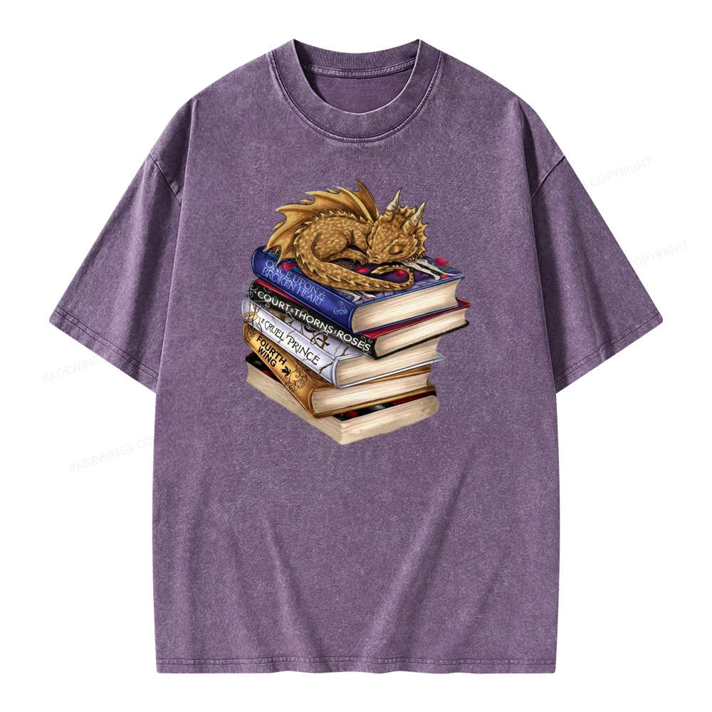 Pagewings Dragon Fantasy Story Unisex Washed T-shirt