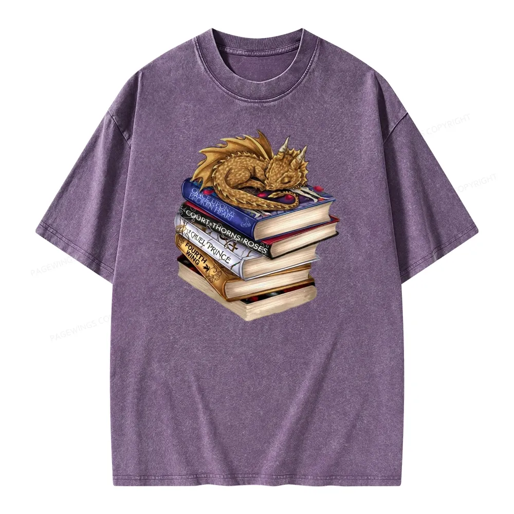 Pagewings Dragon Fantasy Story Unisex Washed T-shirt