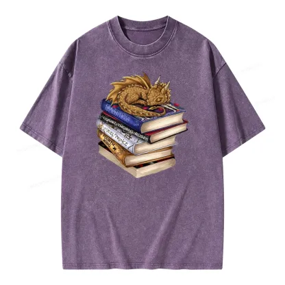 Pagewings Dragon Fantasy Story Unisex Washed T-shirt