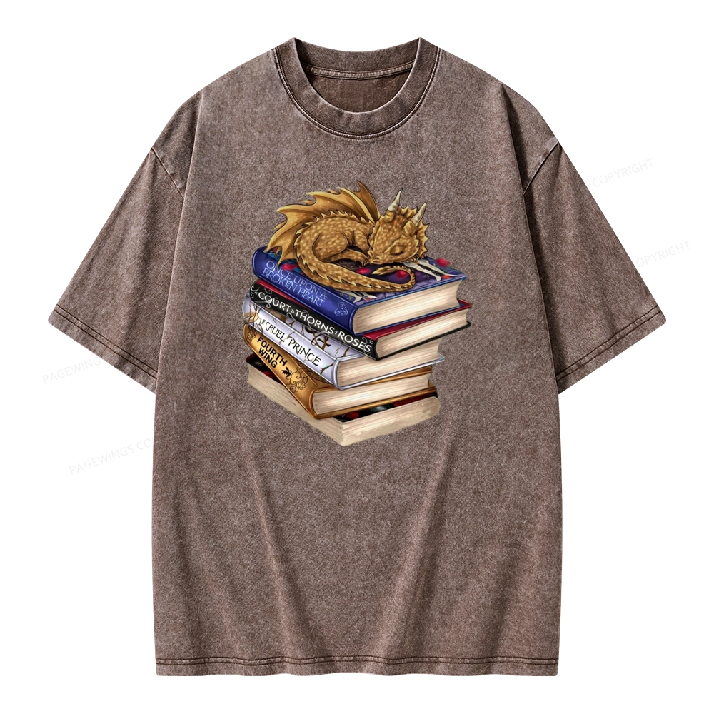 Pagewings Dragon Fantasy Story Unisex Washed T-shirt