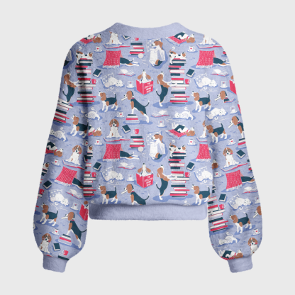 Pagewings Reading Dog Women's Cardigan Sweater