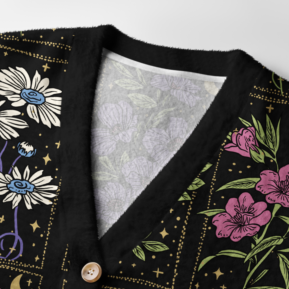 Pagewings Summer Floral Square Neck Light Knit Unisex Cardigan Sweaters
