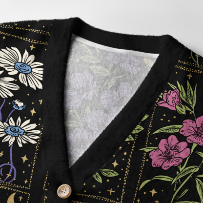 Pagewings Summer Floral Square Neck Light Knit Unisex Cardigan Sweaters