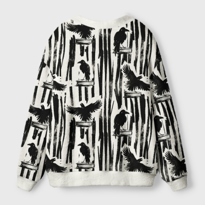 Pagewings Reading Crow Light Knit Unisex Cardigan Sweaters