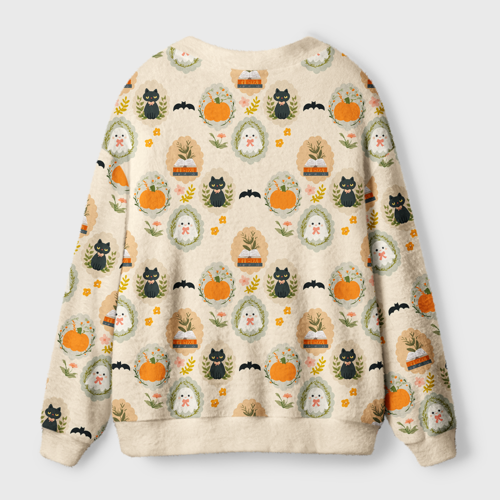Pagewings Ghosts Love Reading Light Knit Unisex Cardigan Sweaters