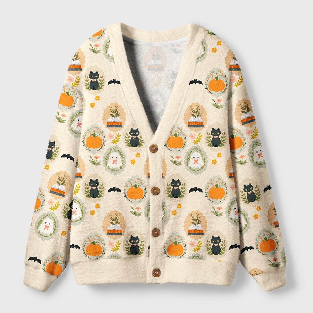 Pagewings Ghosts Love Reading Light Knit Unisex Cardigan Sweaters