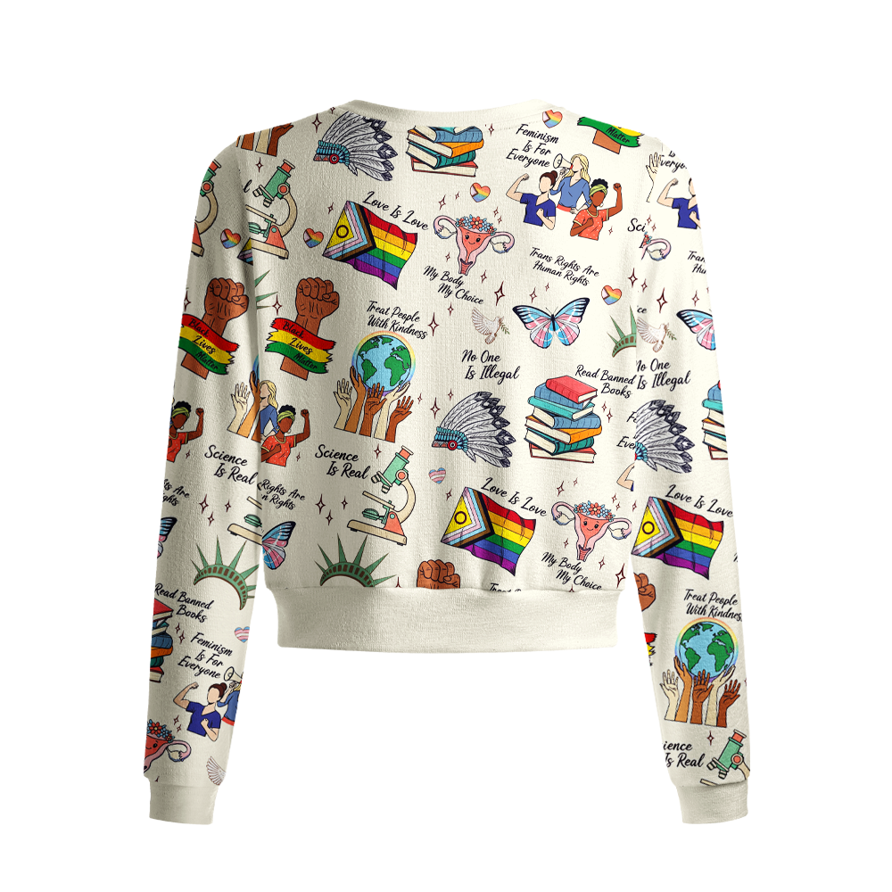 Pagewings Big Fan Of Human Rights Crew Neck Cardigan Sweaters