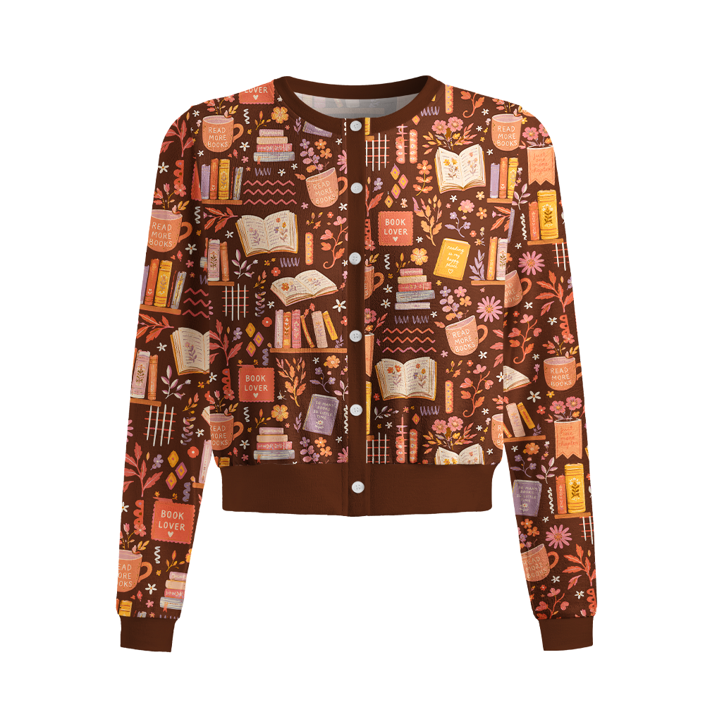 Pagewings Bookish Vibe Crew Neck Cardigan Sweaters