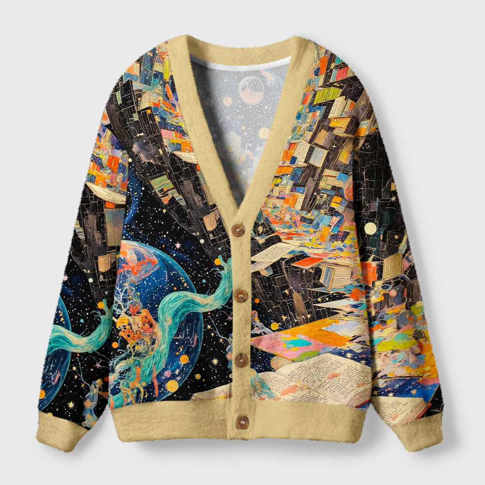 Pagewings Sci-Fi Book Lover Light Knit Unisex Cardigan Sweaters