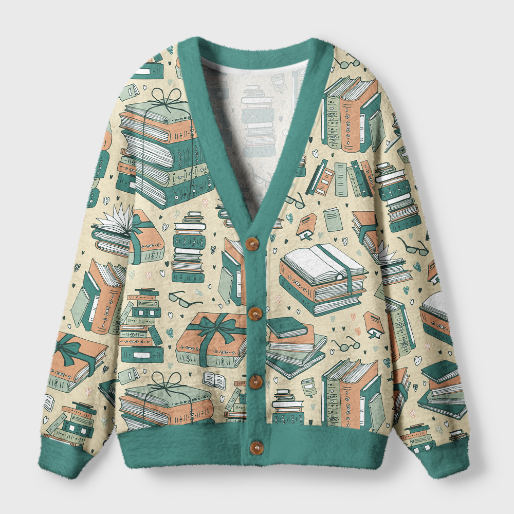 Pagewings Cozy Up With a Good Book Light Knit Unisex Cardigan Sweaters