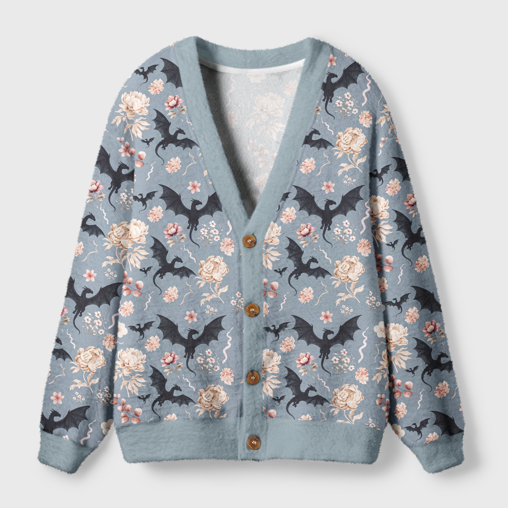 Pagewings Book Dragon Light Knit Unisex Cardigan Sweaters