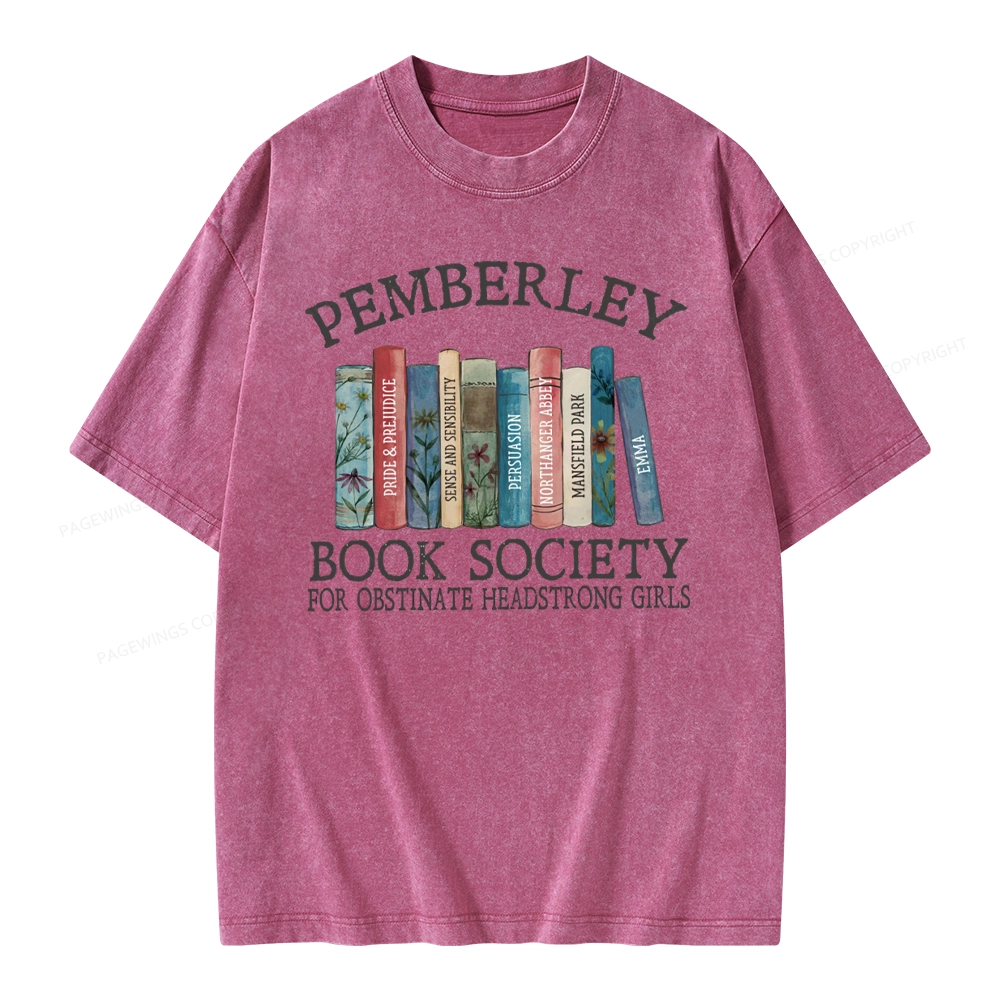 Pagewings Pemberley Book Society Unisex Washed T-shirt