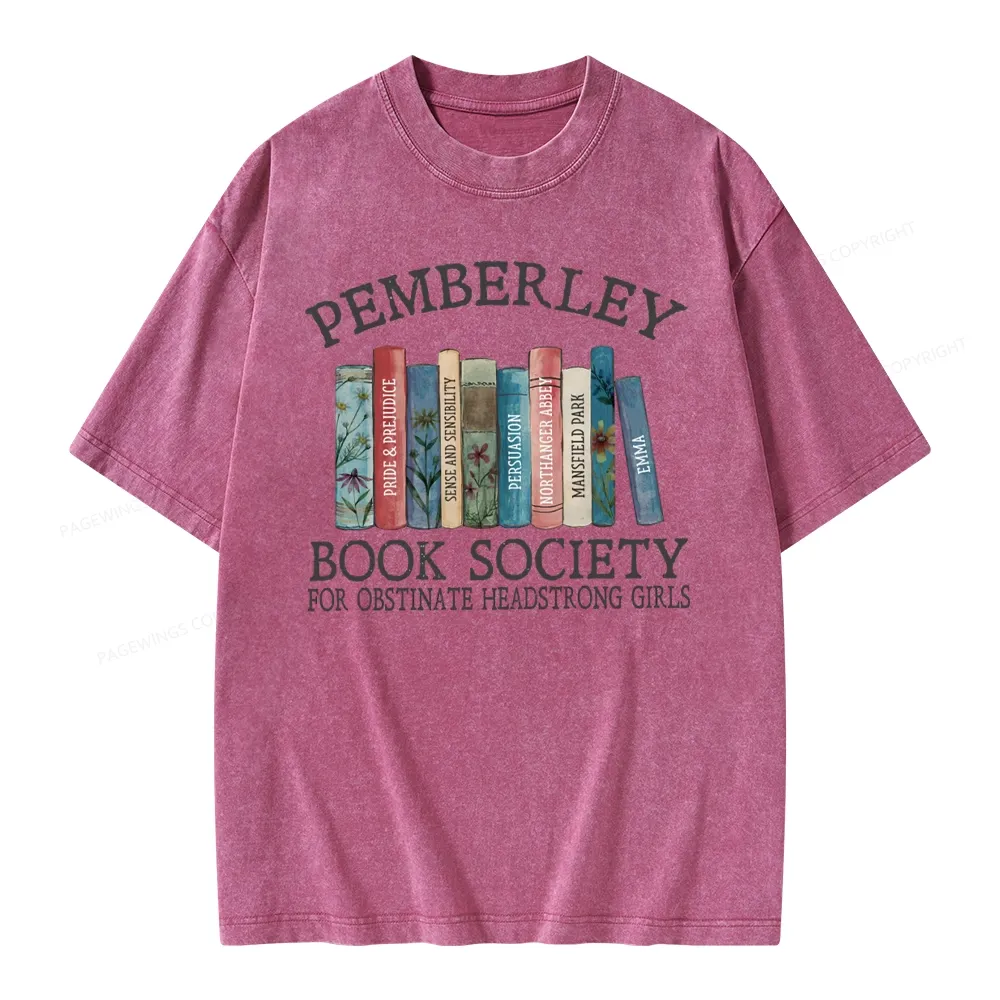 Pagewings Pemberley Book Society Unisex Washed T-shirt