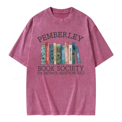 Pagewings Pemberley Book Society Unisex Washed T-shirt