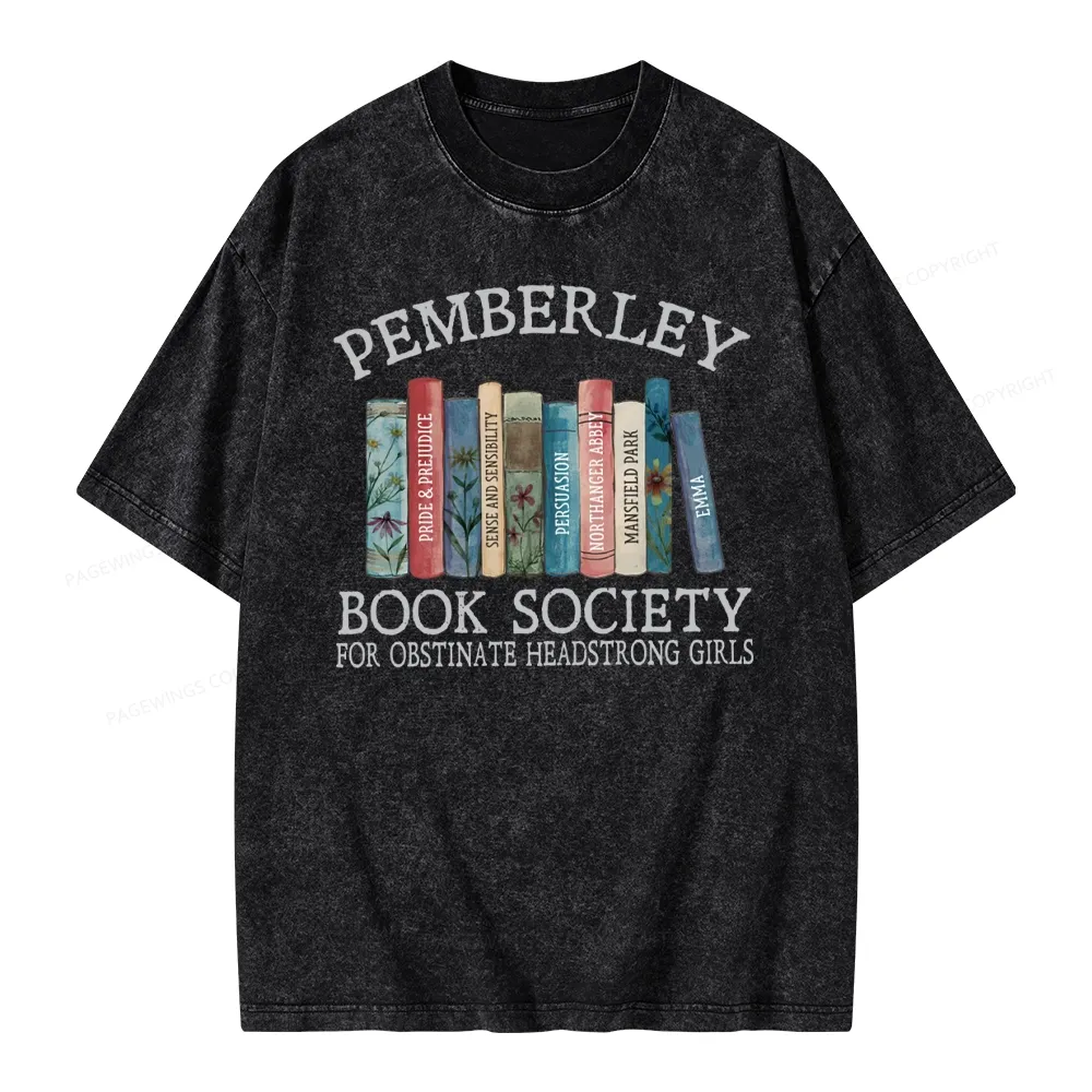Pagewings Pemberley Book Society Unisex Washed T-shirt