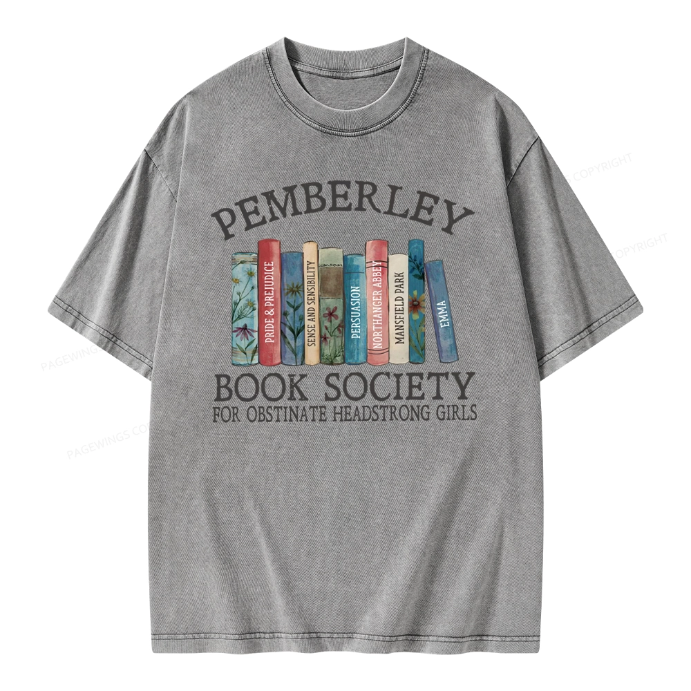 Pagewings Pemberley Book Society Unisex Washed T-shirt