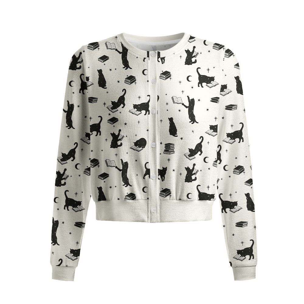 Pagewings Book Lover Crew Neck Cardigan Sweaters