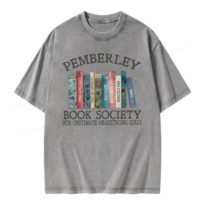 Pagewings Pemberley Book Society Unisex Washed T-shirt