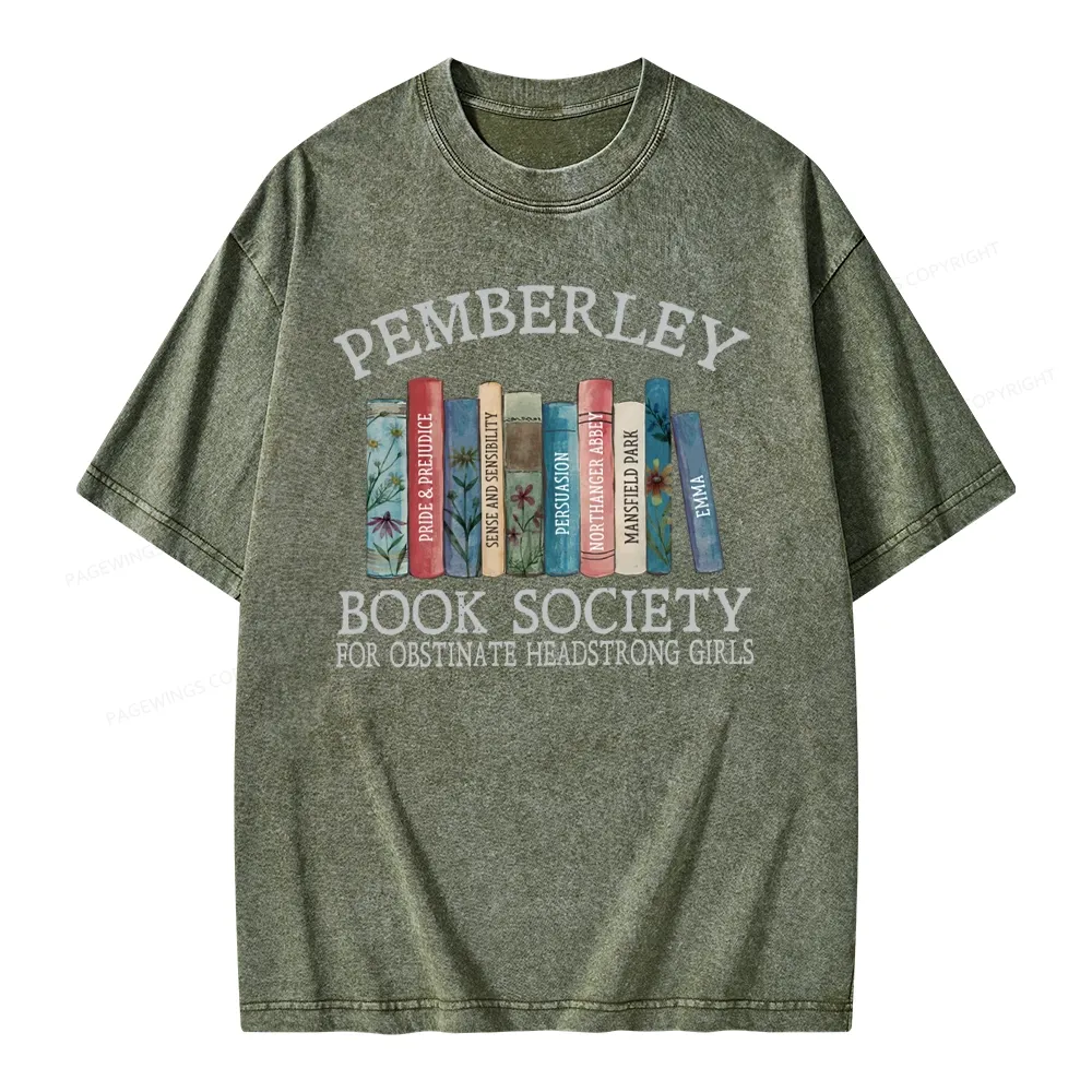 Pagewings Pemberley Book Society Unisex Washed T-shirt