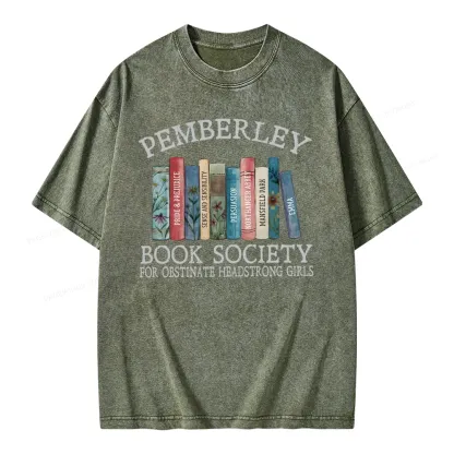 Pagewings Pemberley Book Society Unisex Washed T-shirt